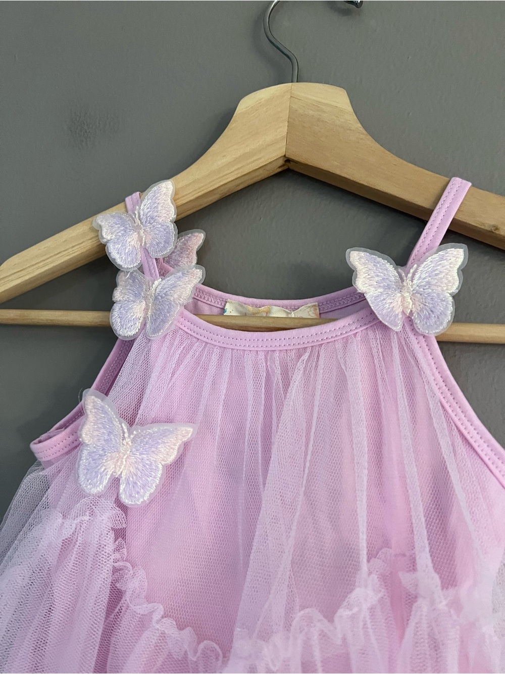 Truly Me by Sara Sara Toddler Fairy Butterfly Tulle Dress Layered Mesh Pink 2T - Picture 4 of 9